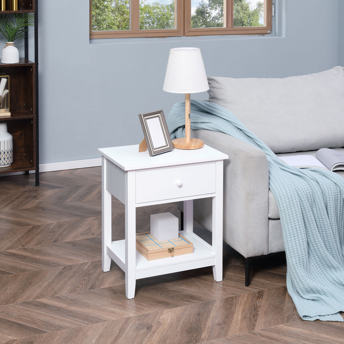 Nightstand with Drawer and Storage Shelf – 20"W x 24"H