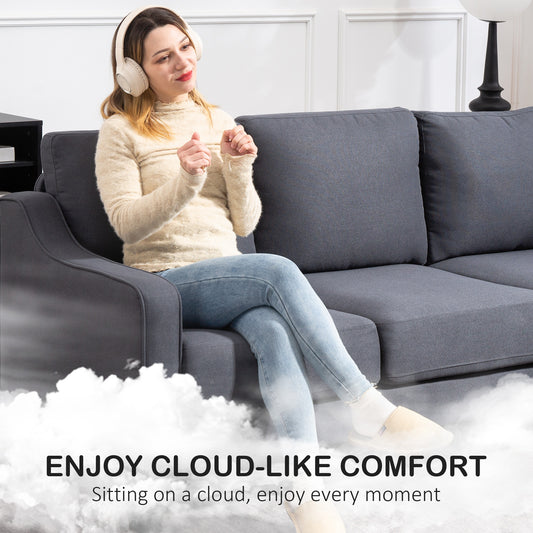 Linen Pocket-Spring 3-Seater Sofa