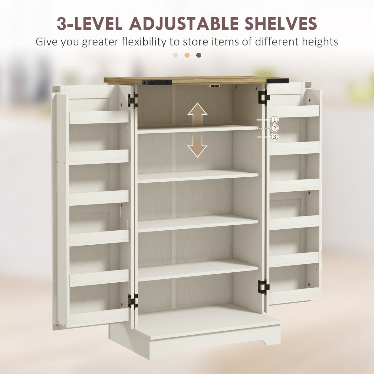 Kitchen Pantry Cabinet with Doors and Adjustable Shelves – 24"W x 39"H