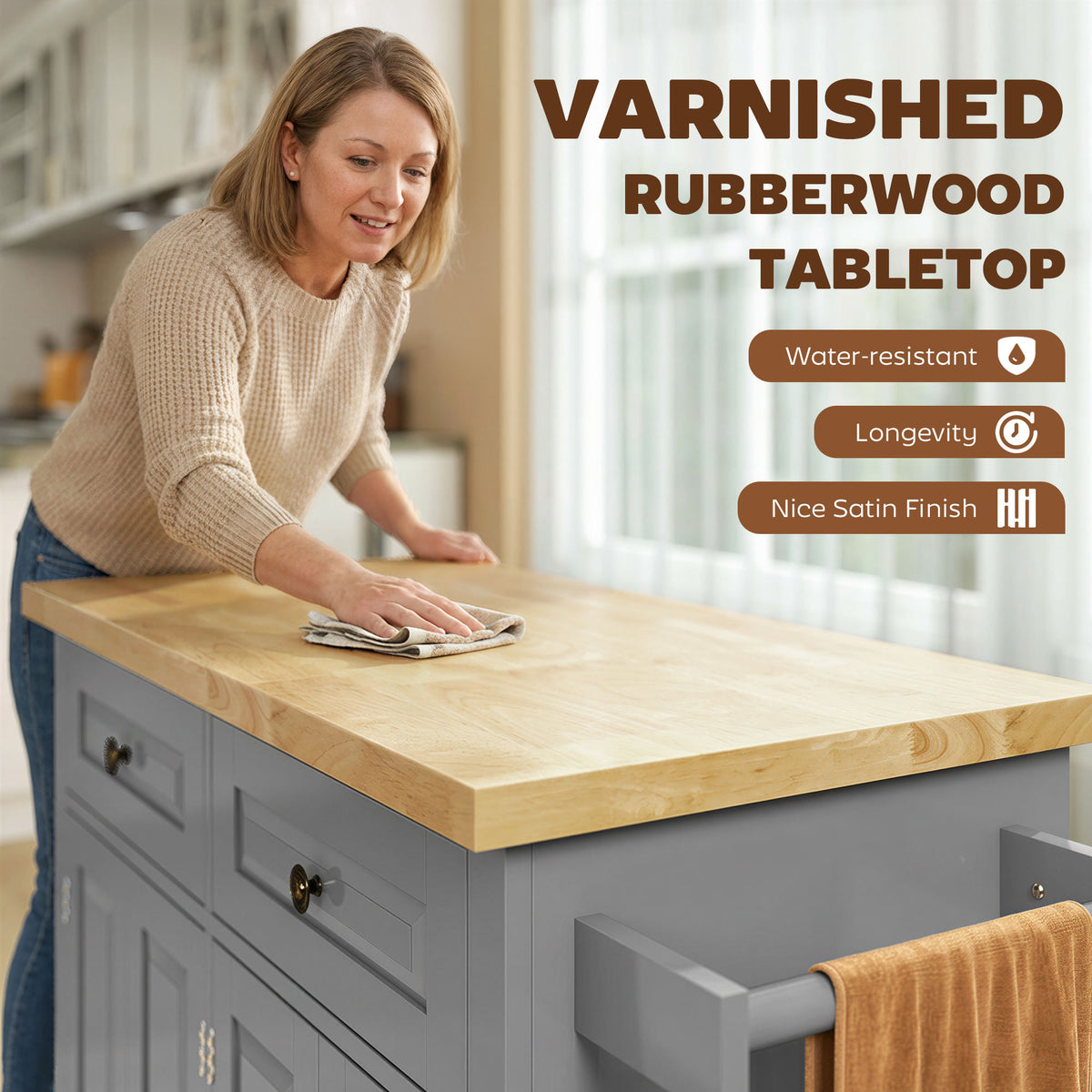 Kitchen Island with Storage – 44"W x 33"H