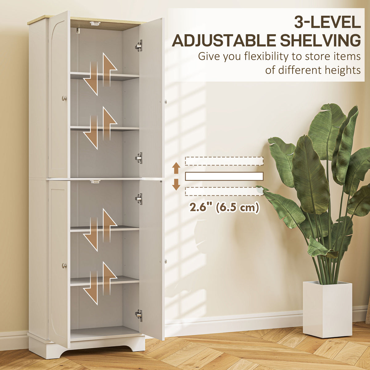 Kitchen Pantry Cabinet with Adjustable Shelves – 24"W x 72"H