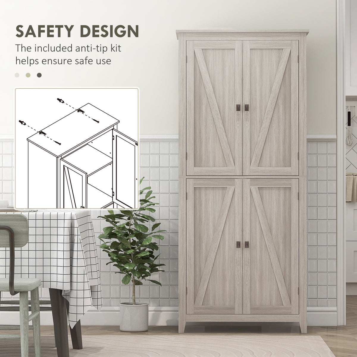 Kitchen Pantry Cabinet with Doors and Shelves – 32"W x 72"H