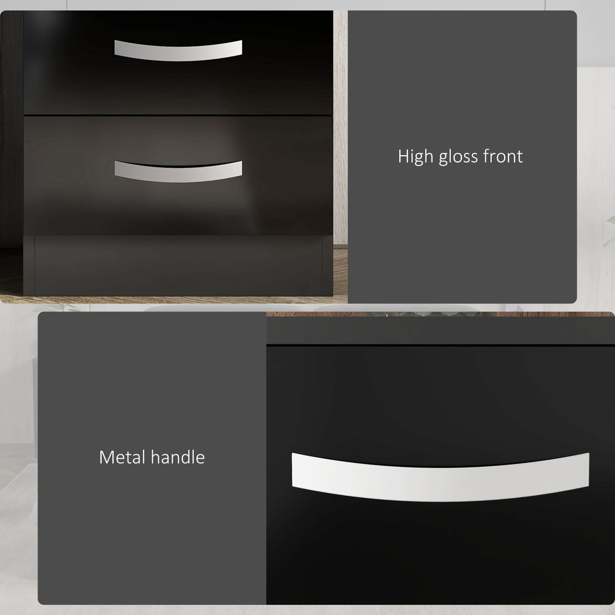 High Gloss Multi-Drawer Nightstands, Set of 2 – 16"W x 22"H
