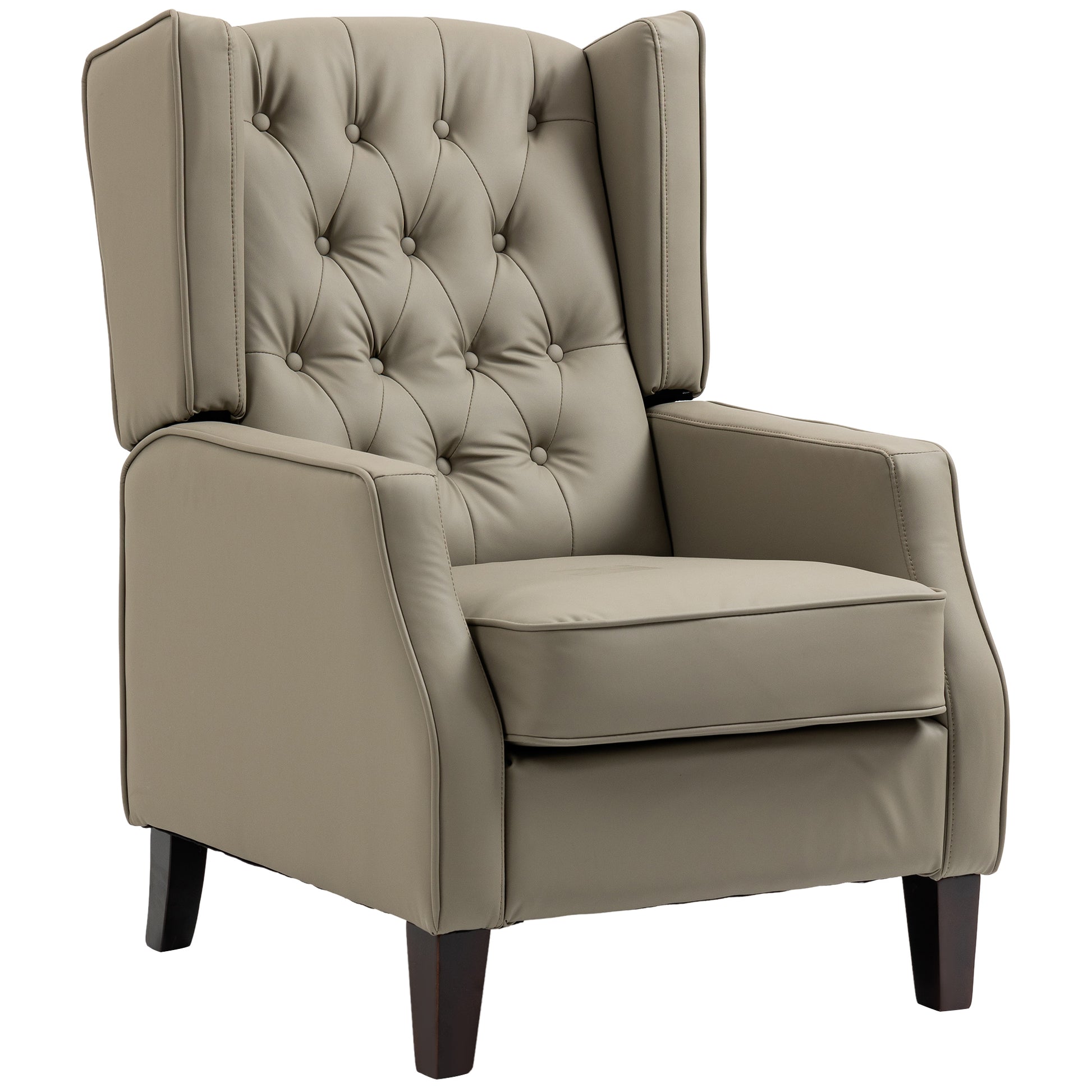 HOMCOM Modern Khaki Faux Leather Accent Chair with Thick Padded Wingback