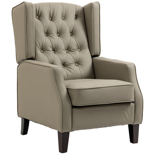 HOMCOM Modern Khaki Faux Leather Accent Chair with Thick Padded Wingback