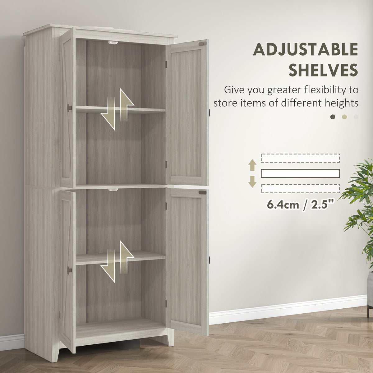 Kitchen Pantry Cabinet with Doors and Shelves – 32"W x 72"H