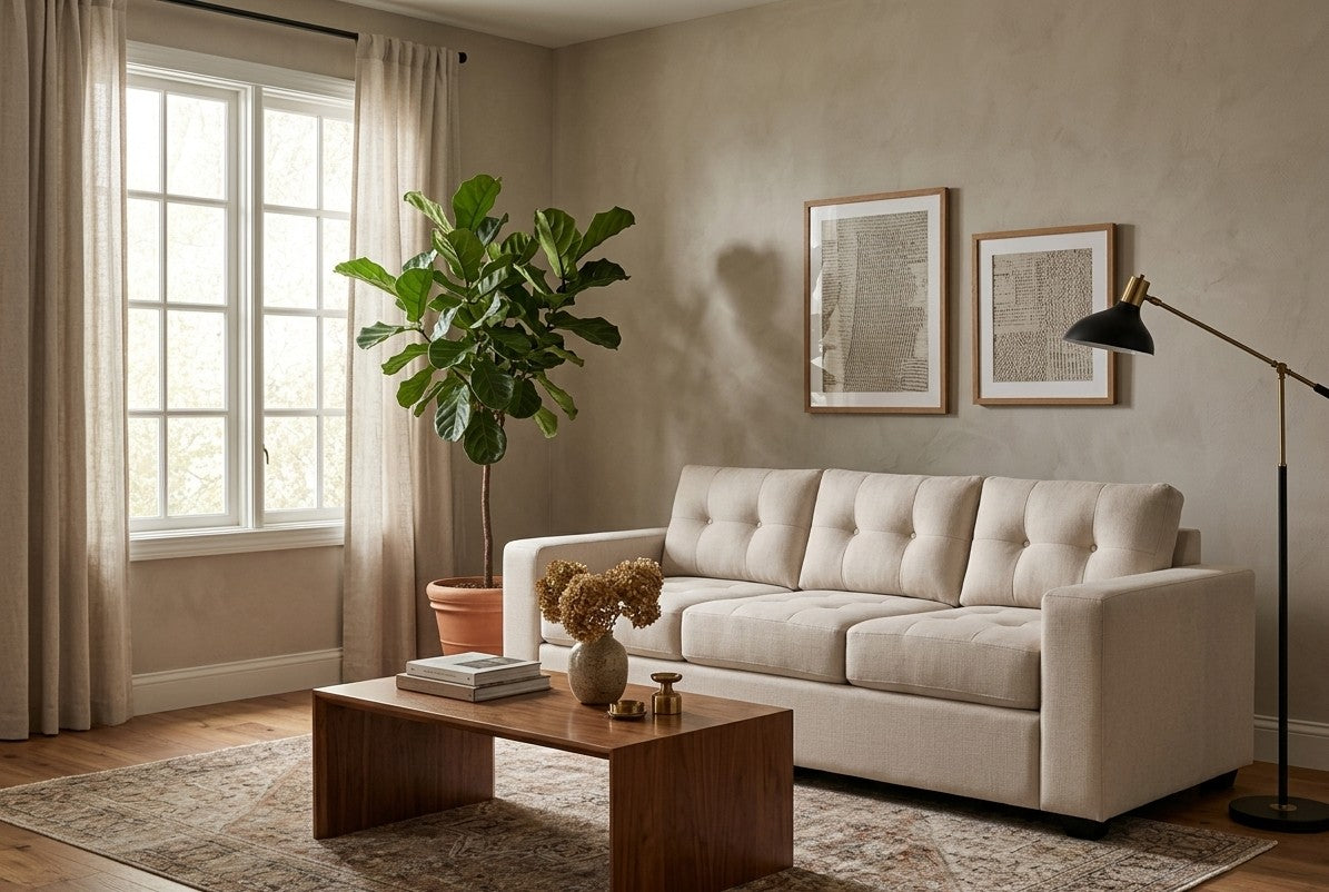 Trendy sofa in living room
