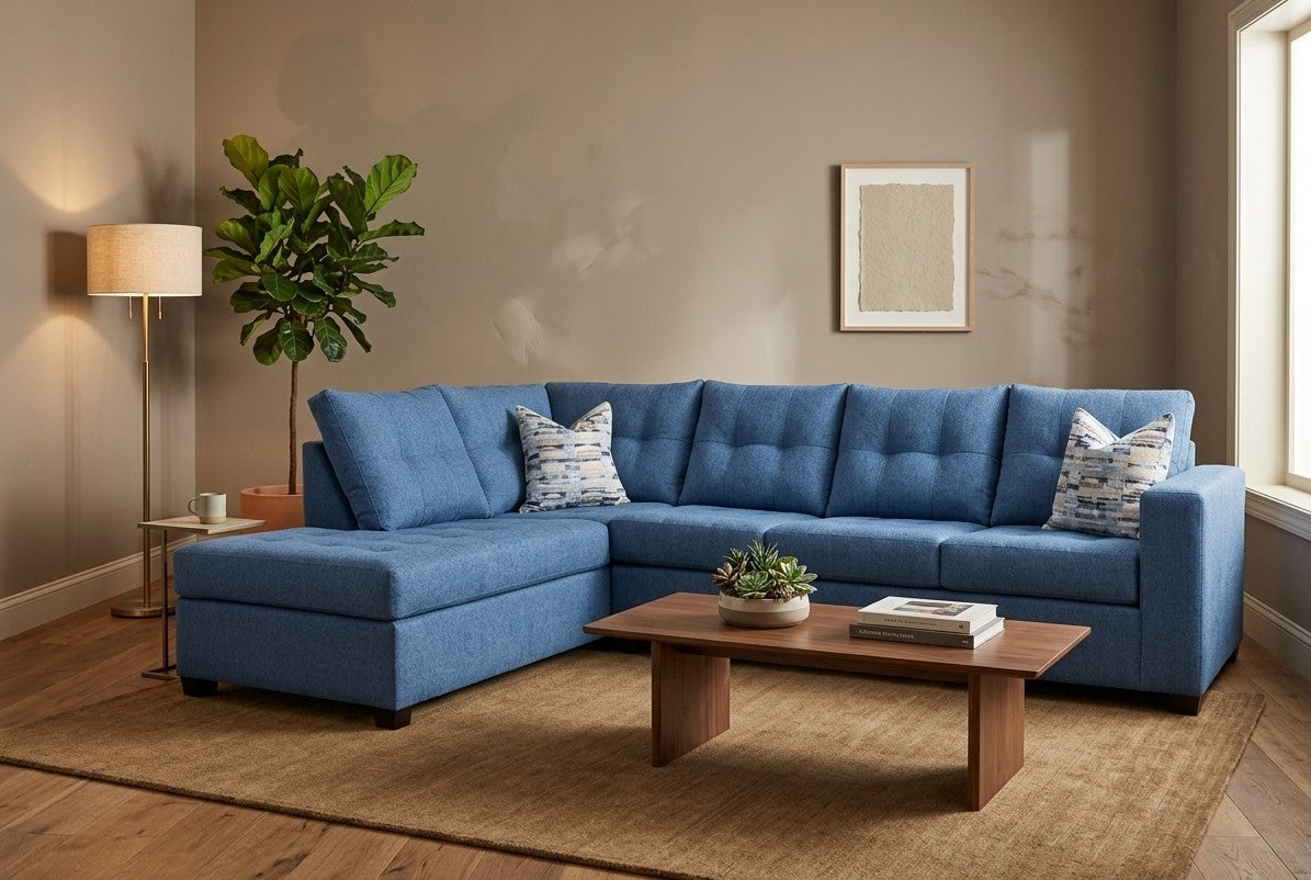 Trendy sectional in living room