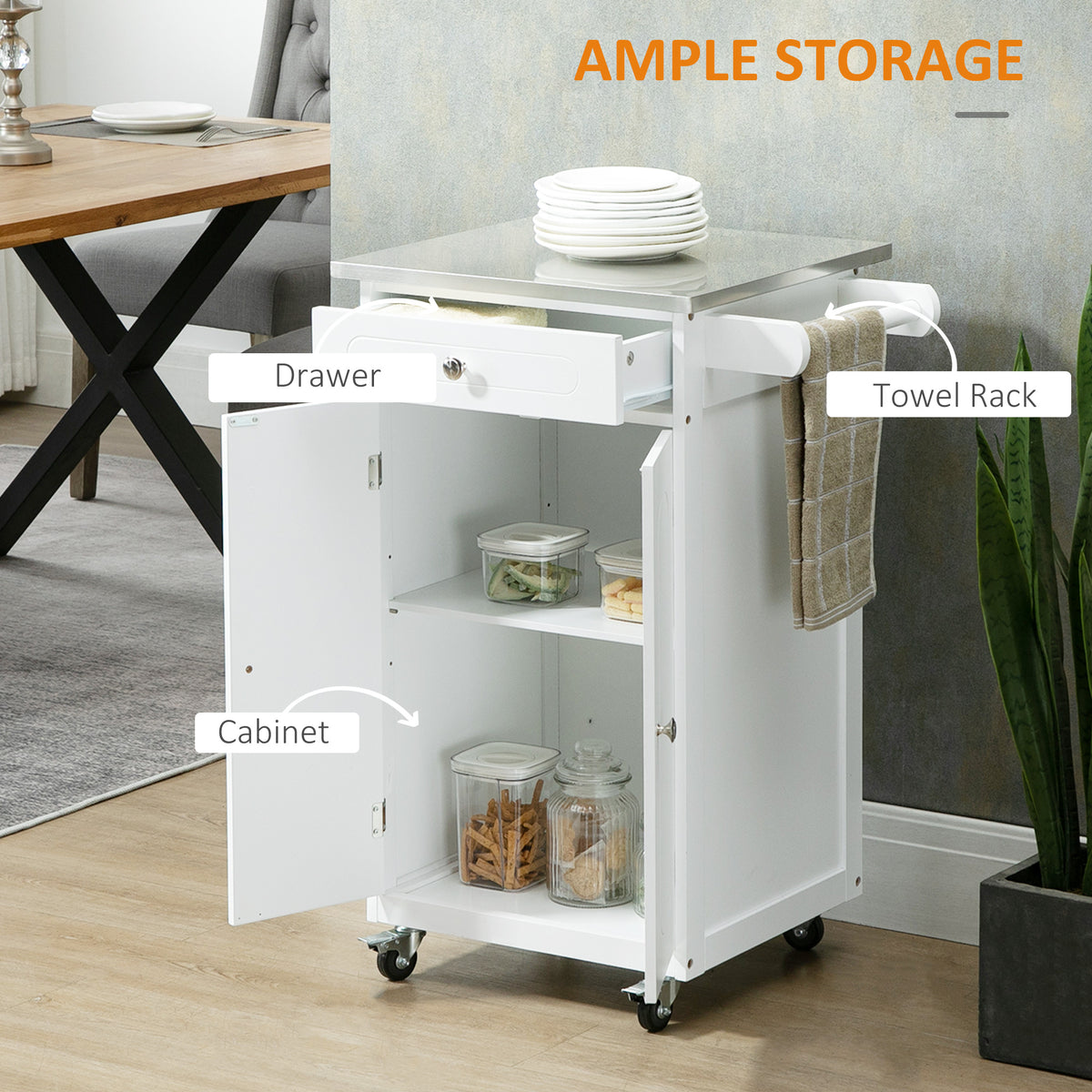 Kitchen Cart with Storage Drawer – 24"W x 34"H