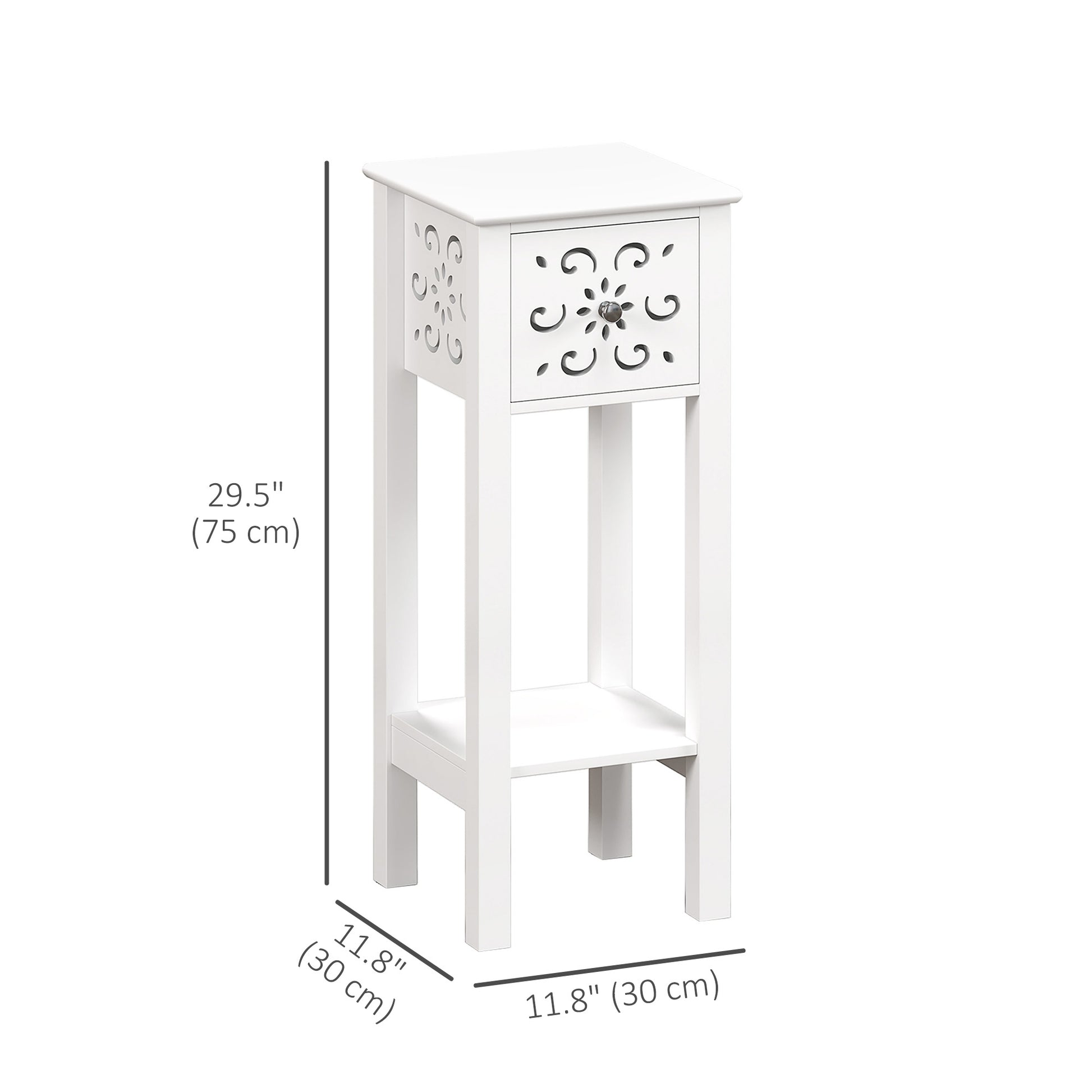 HOMCOM White Modern Nightstands Set: Drawer, Open Storage Shelf, Compact