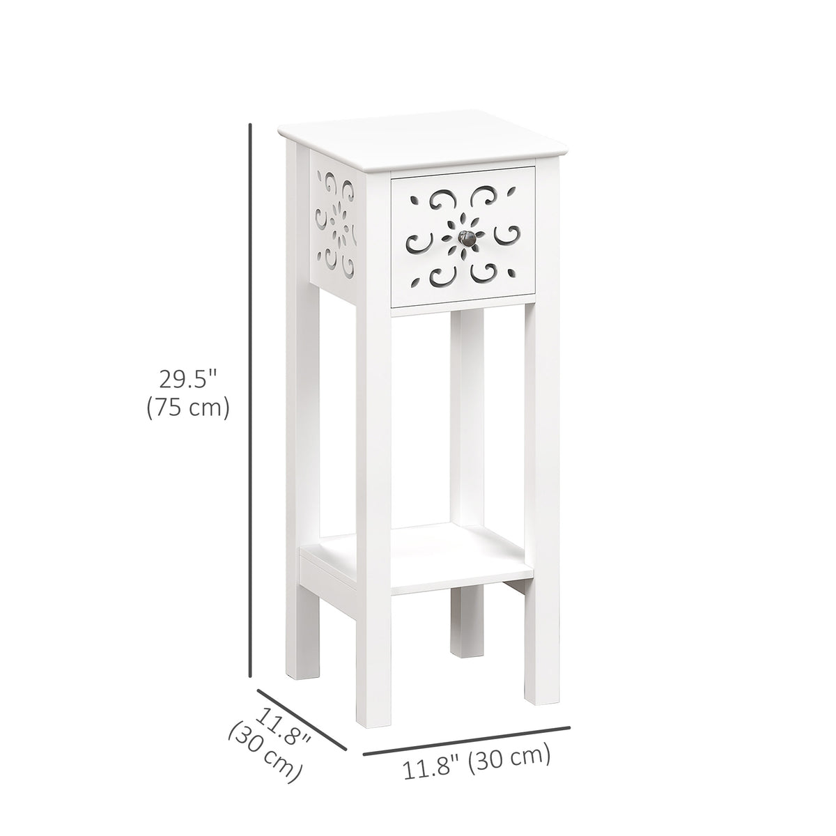 Tall Narrow Nightstands with Drawer and Shelf, Set of 2 – 12"W x 30"H
