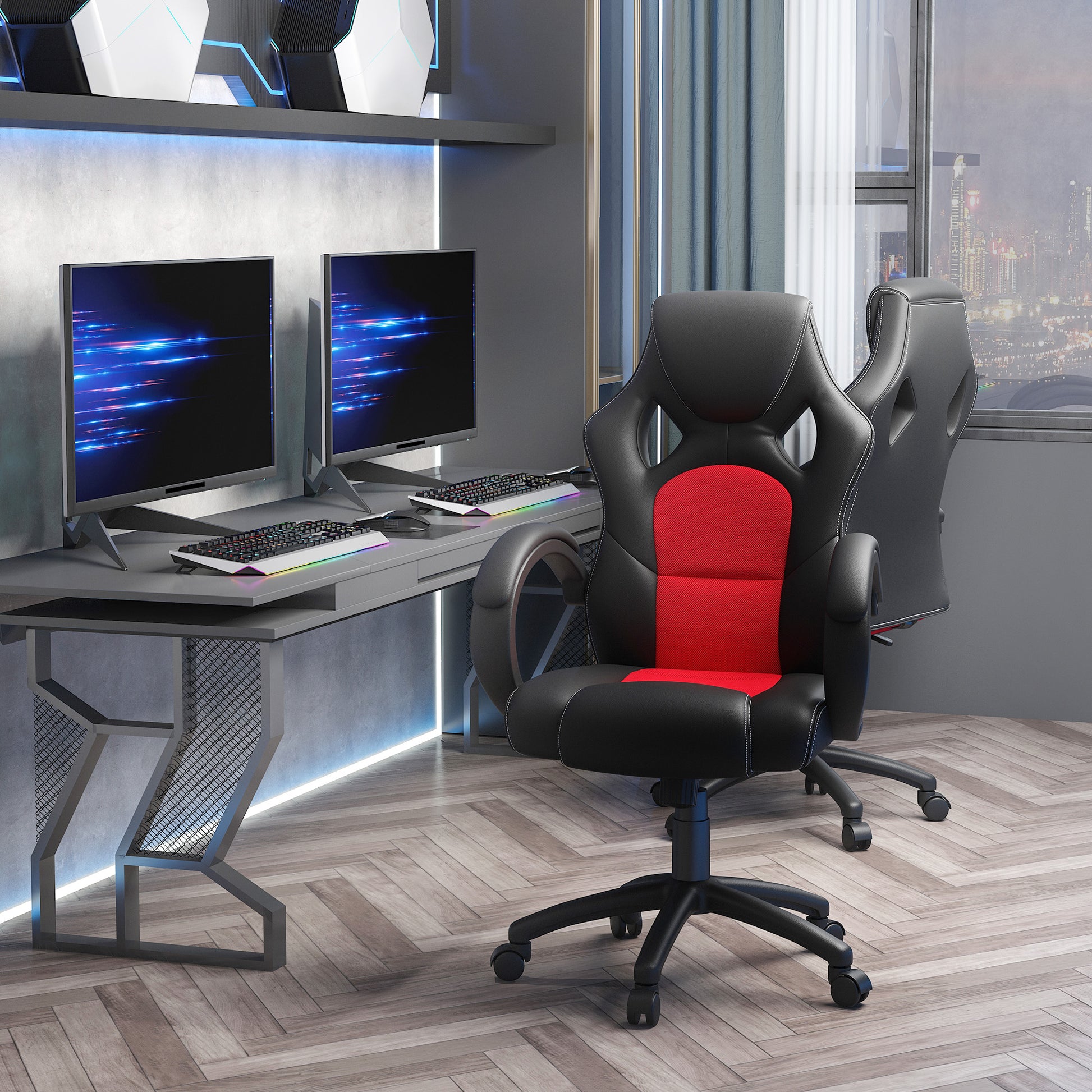 HOMCOM Ergonomic Racing Gaming Chair High Back Swivel Office Desk Red