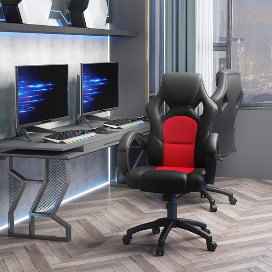 HOMCOM Ergonomic Racing Gaming Chair High Back Swivel Office Desk Red
