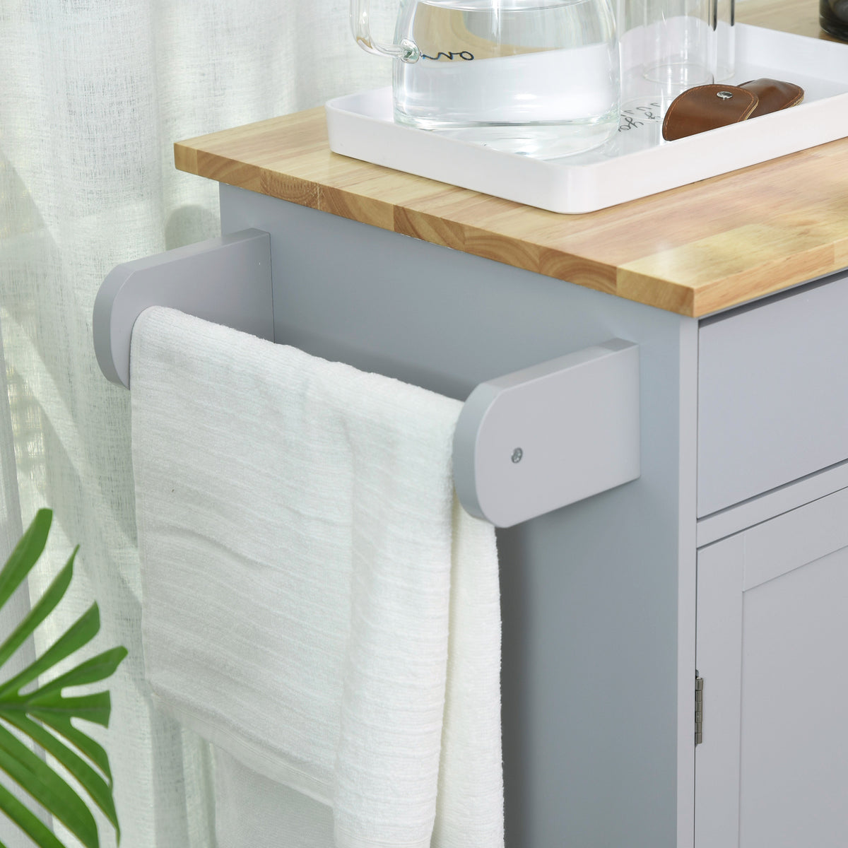 Rolling Kitchen Island Cart with Wood Top – 33"W x 36"H