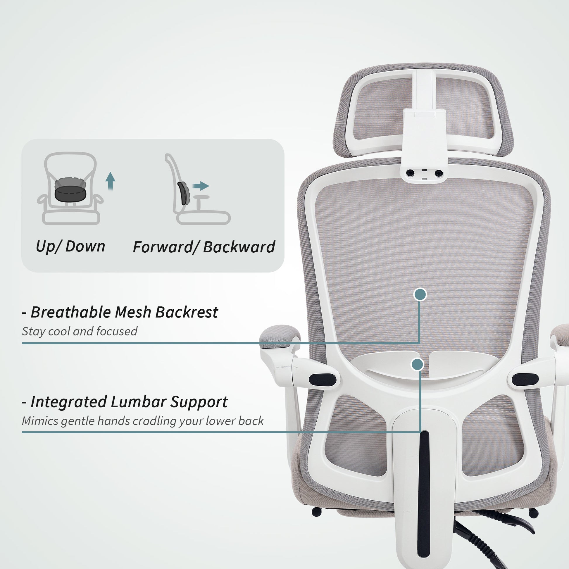 HOMCOM Ergonomic Mesh Reclining Office Chair with Adjustable Lumbar Support & Headrest