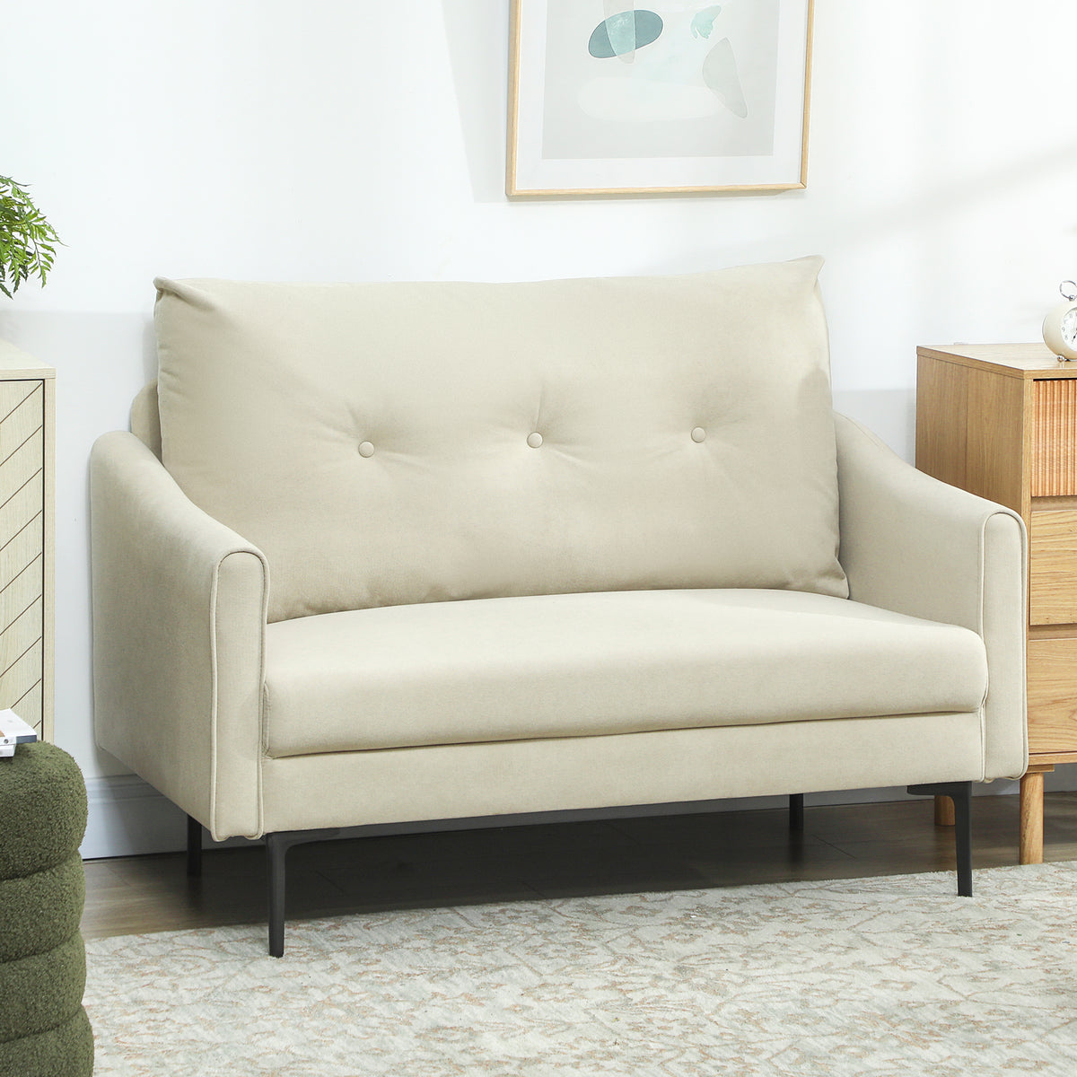 Button-Tufted 2-Seater Sofa