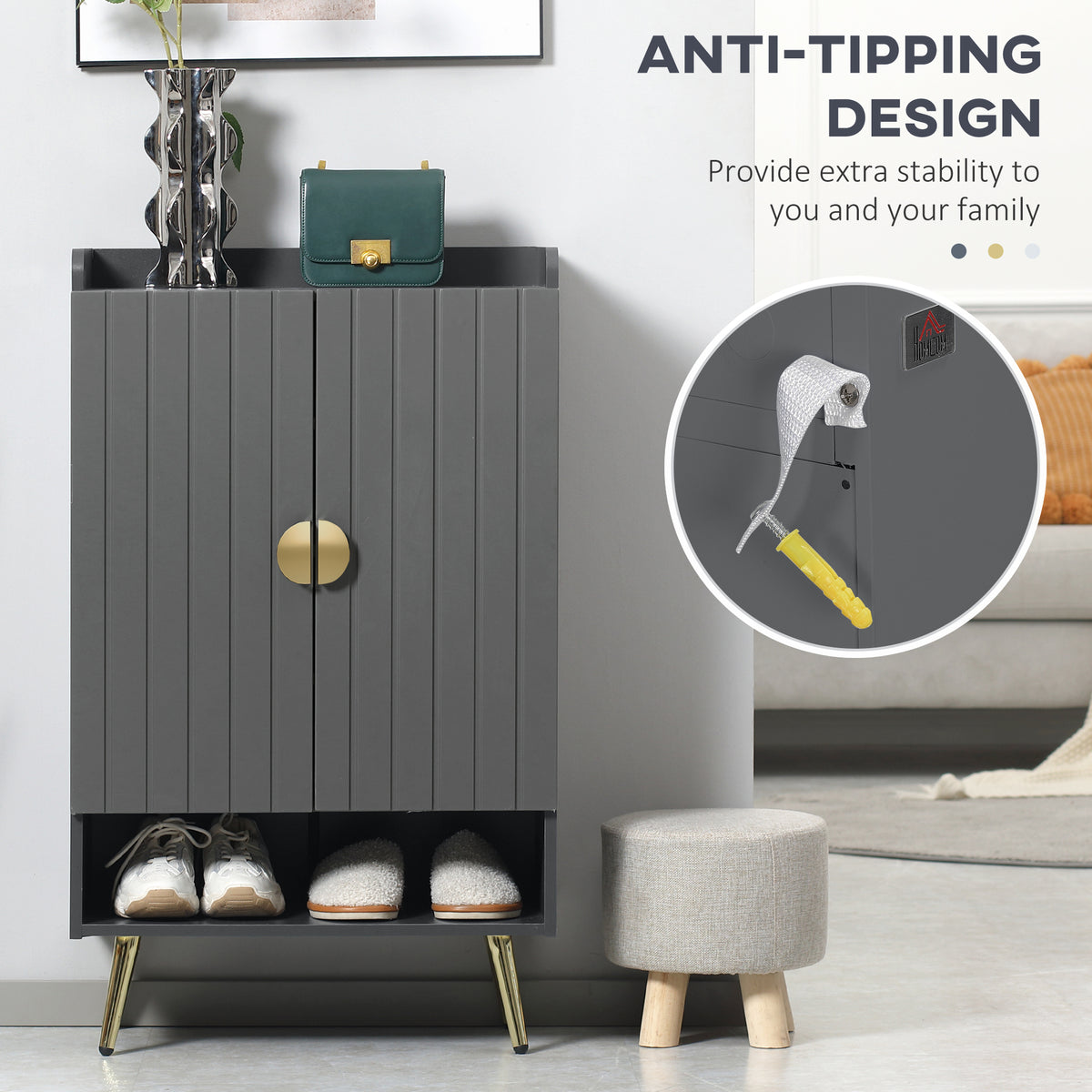 Entryway Shoe Cabinet with Open Shelves – 24"W x 39"H
