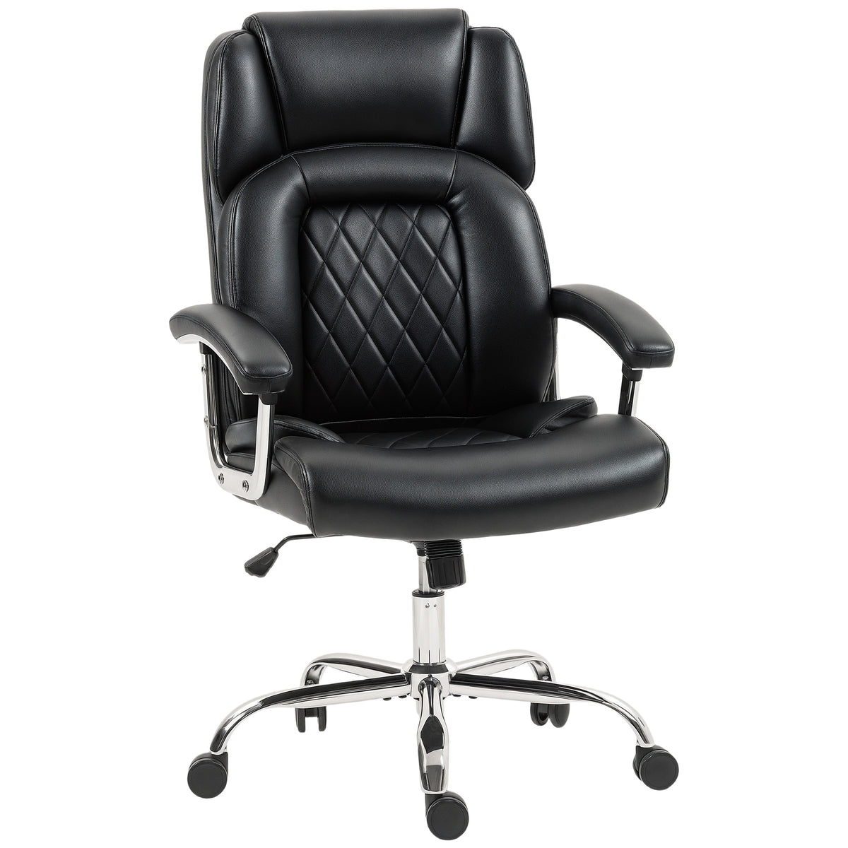 Big and Tall Office Chair 400 lbs, Desk Chair with Spring Cushion, PU Leather, Black