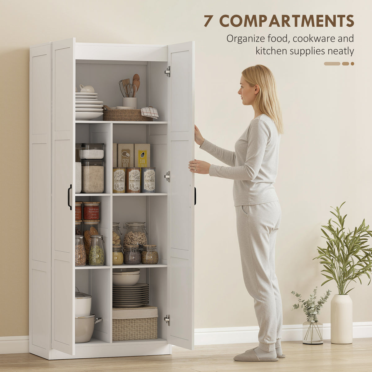 Kitchen Pantry Storage Cabinet with Soft-Close Hinges – 30"W x 71"H