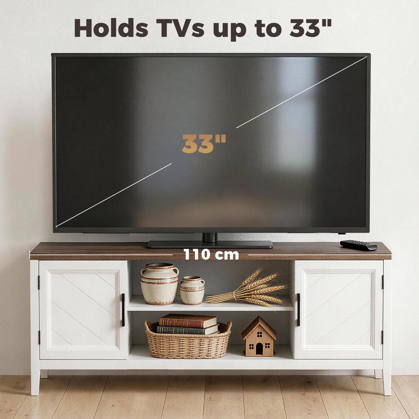 HOMCOM TV Stand Entertainment Center White Brown 55-Inch