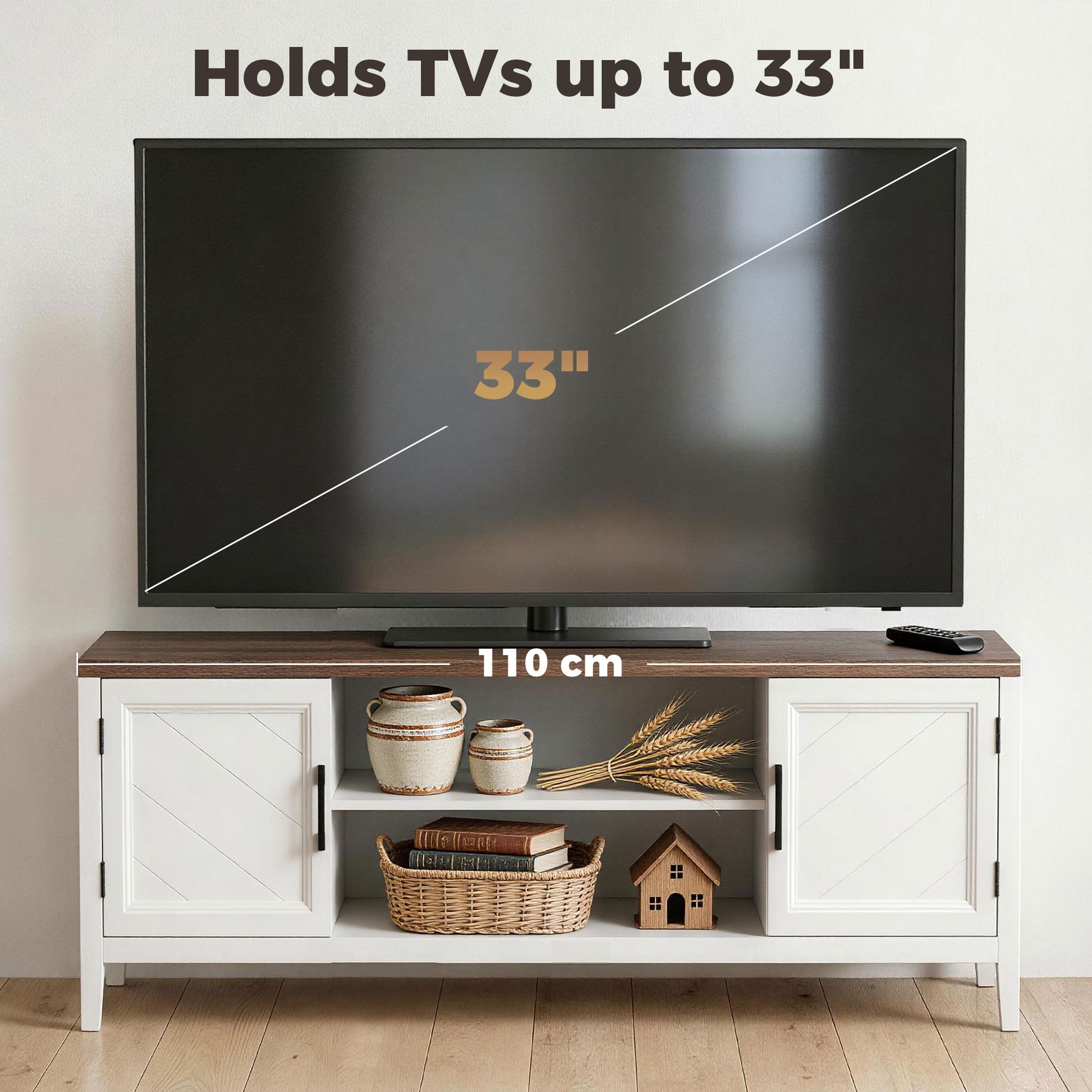 HOMCOM TV Stand Entertainment Center White Brown 55-Inch
