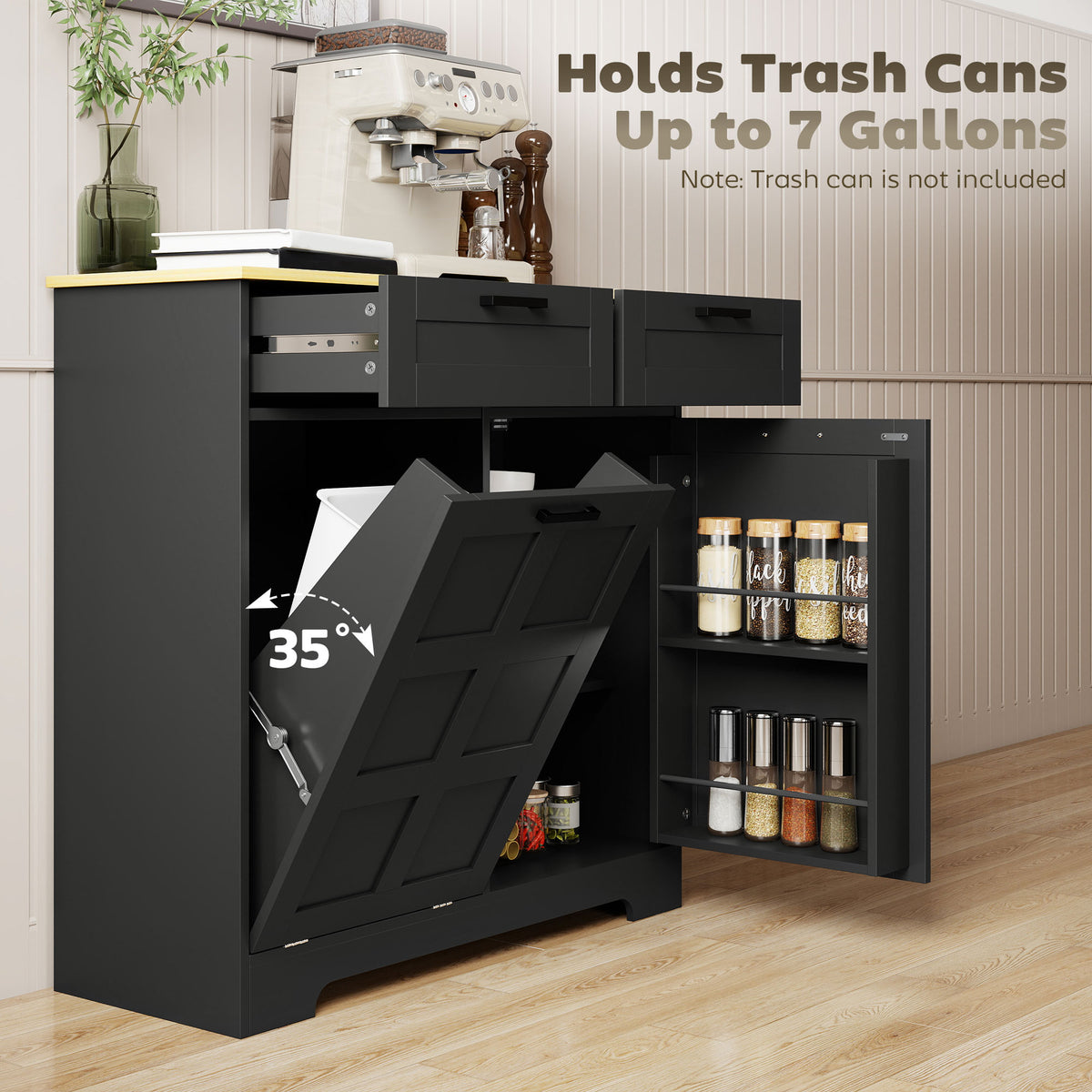 Kitchen Island with Trash Cabinet – 39"W x 36"H