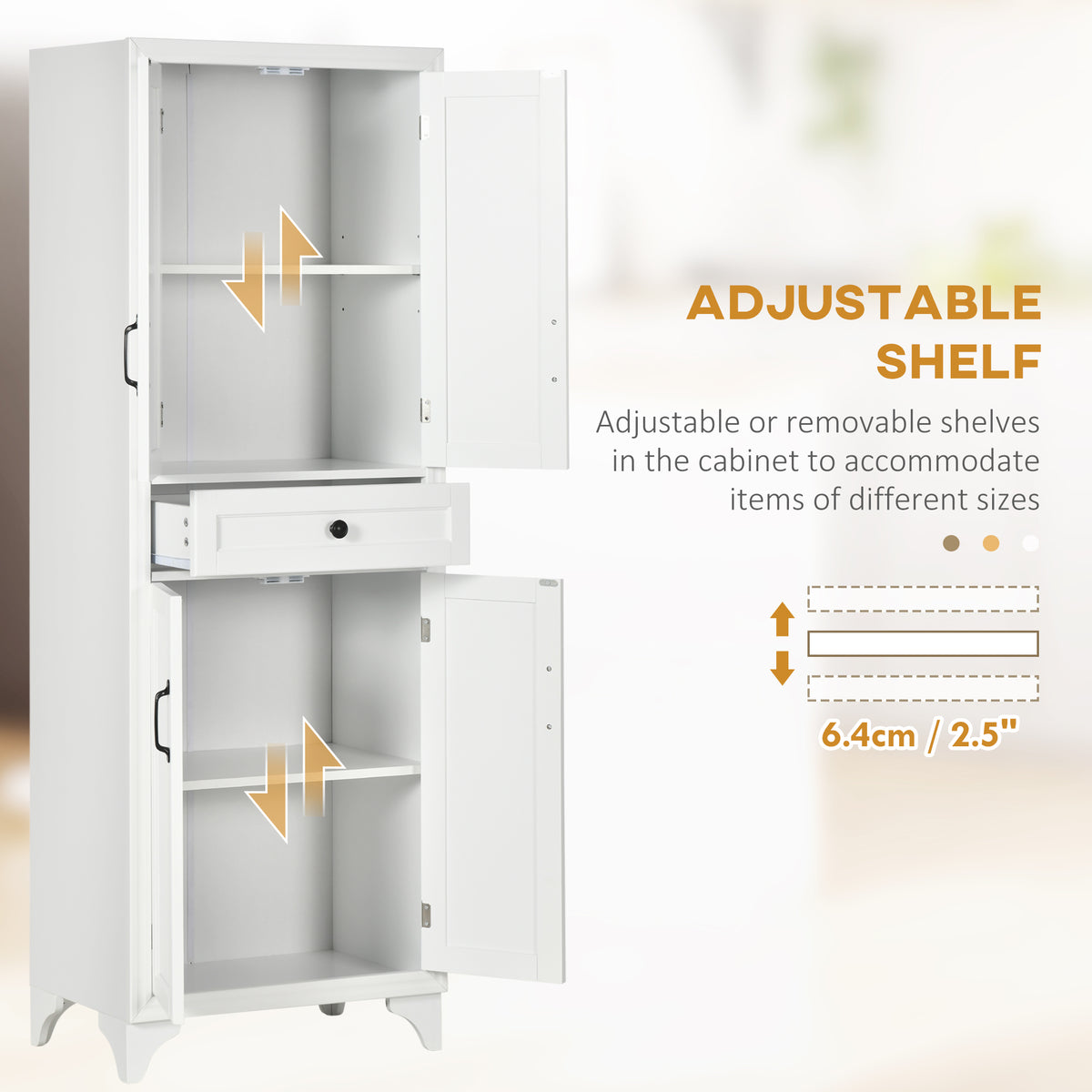 Kitchen Pantry Cabinet with 2 Shelves – 24"W x 67"H