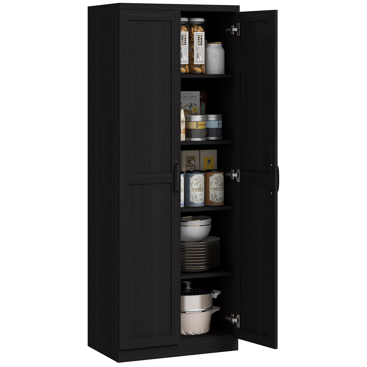 5-tier Pantry Cabinet with Doors and Adjustable Shelves – 24"W x 63"H