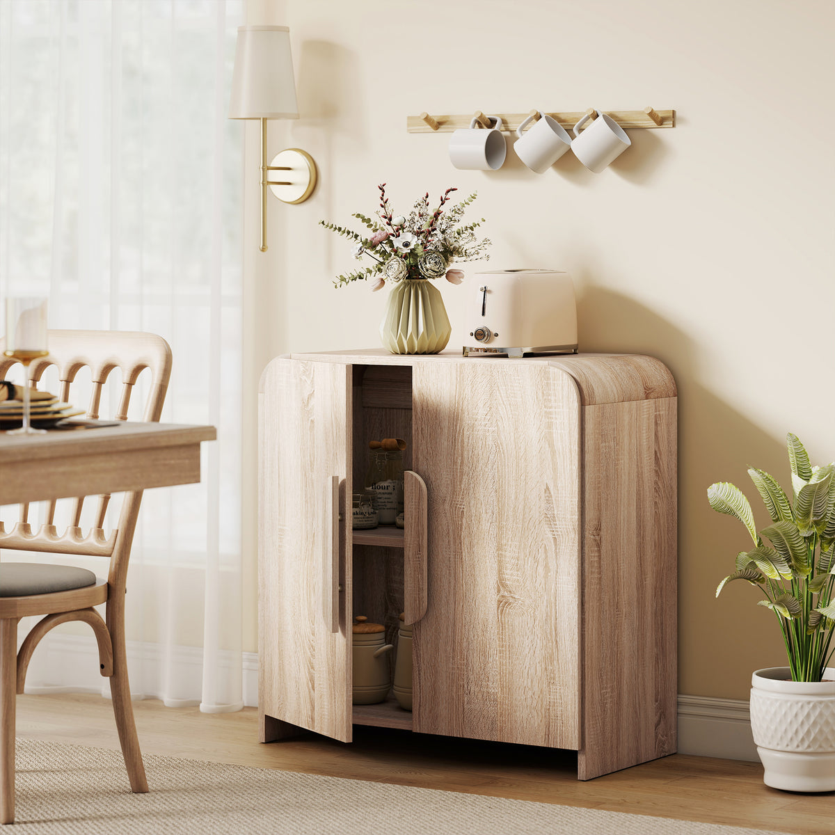 Modern Kitchen Storage Cabinet with Soft-Close Door and Adjustable Shelf – 31"W x 32"H