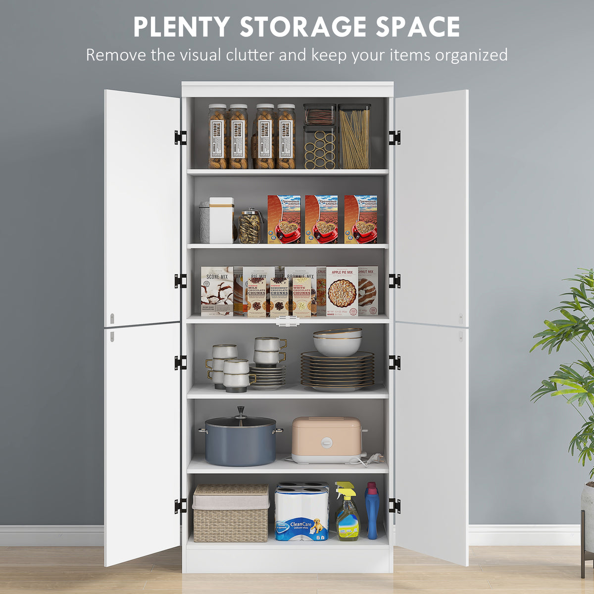 4-Door Storage Cabinet with Adjustable Shelves – 30"W x 70"H