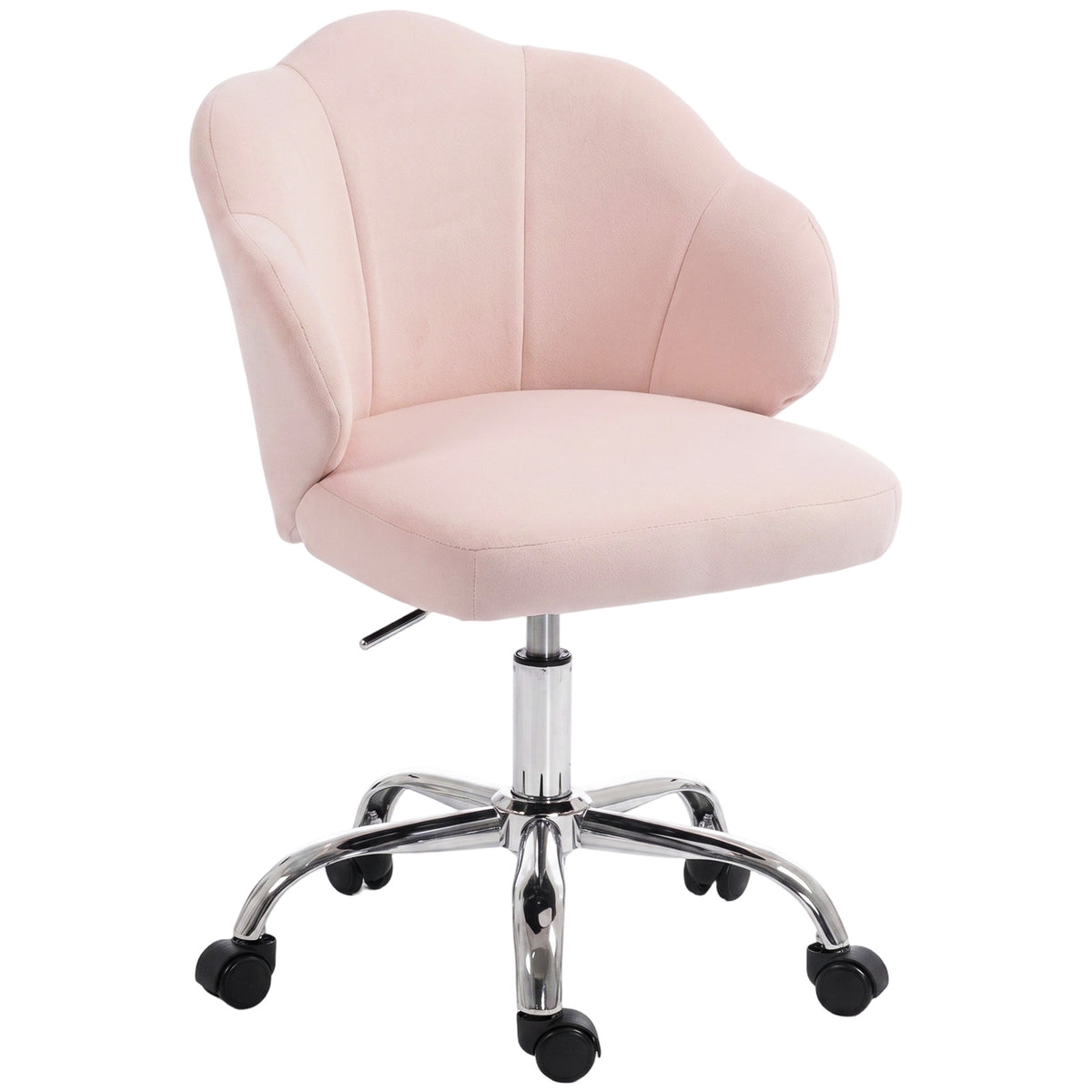 Task Desk Chair, Petal Office Chair with Swivel Wheels with Wide Seat, Velvet, Pink