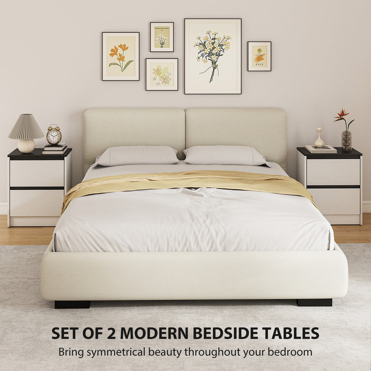 Modern 2-Drawer Nightstands, Set of 2 – 18"W x 22"H