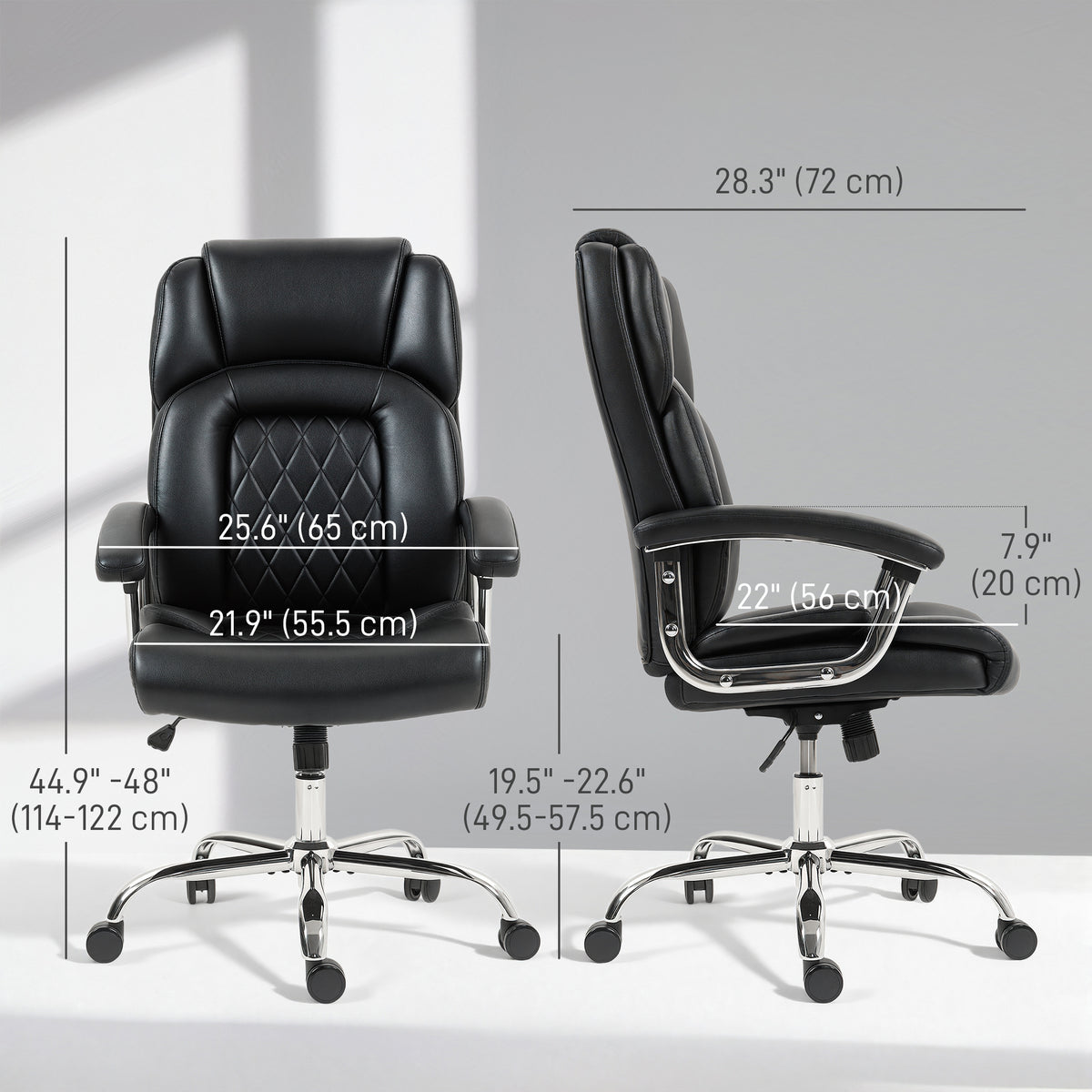 Big and Tall Office Chair 400 lbs, Desk Chair with Spring Cushion, PU Leather, Black