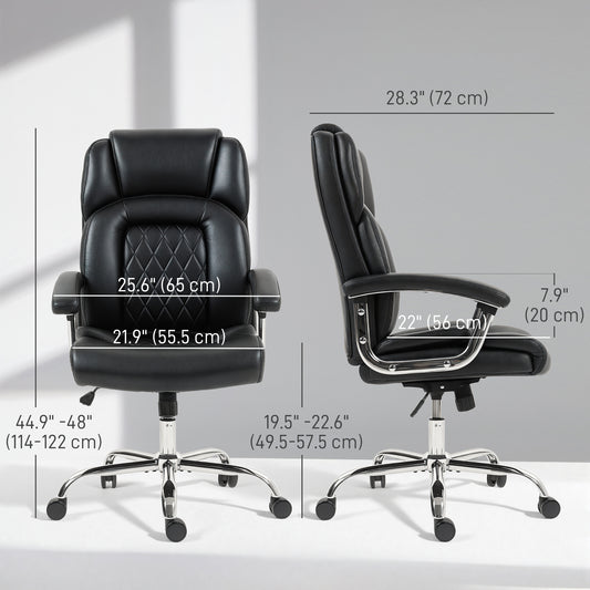 Big and Tall Office Chair 400 lbs, Desk Chair with Spring Cushion, PU Leather, Black