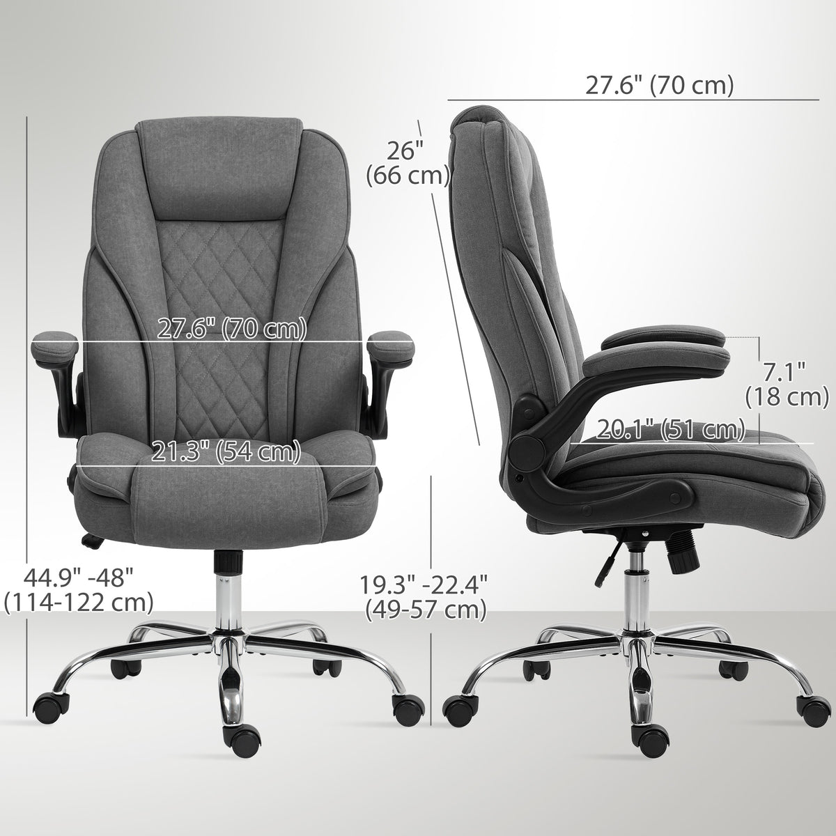 Executive Office Chair, Desk Chair with Flip-up Armrest, Dark Grey