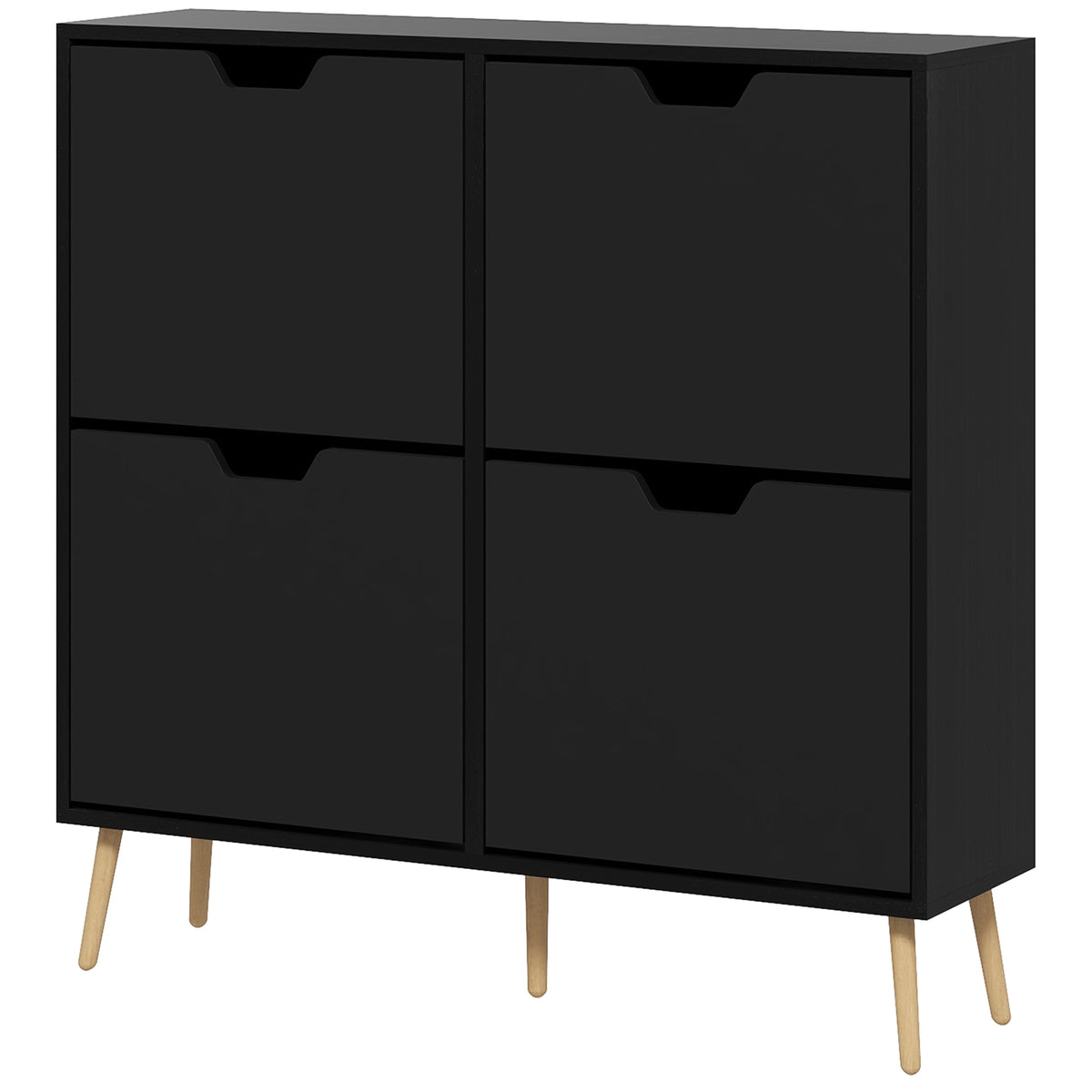 Shoe Storage Cabinet with 4 Flip Drawers and Adjustable Shelf – 37"W x 37"H