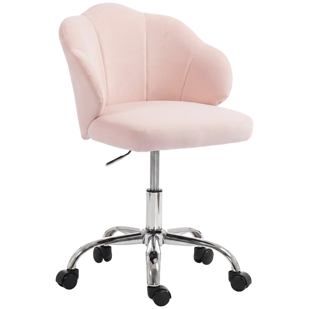 Task Desk Chair, Petal Office Chair with Swivel Wheels with Wide Seat, Velvet, Pink