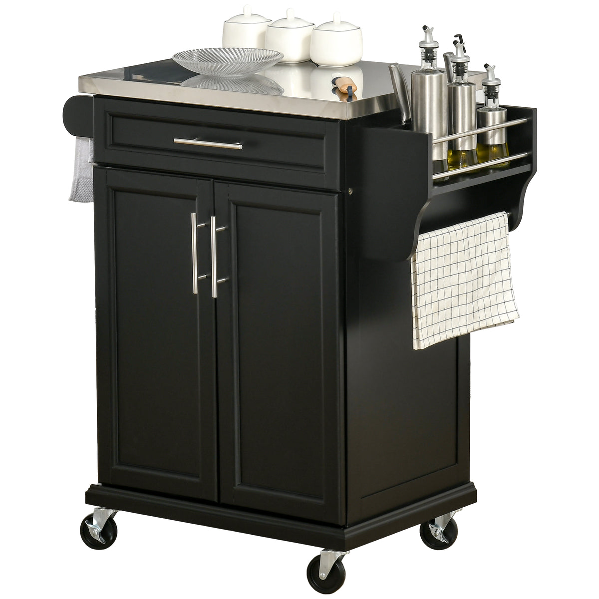 Kitchen Island with Stainless Steel Top – 33"W x 36"H