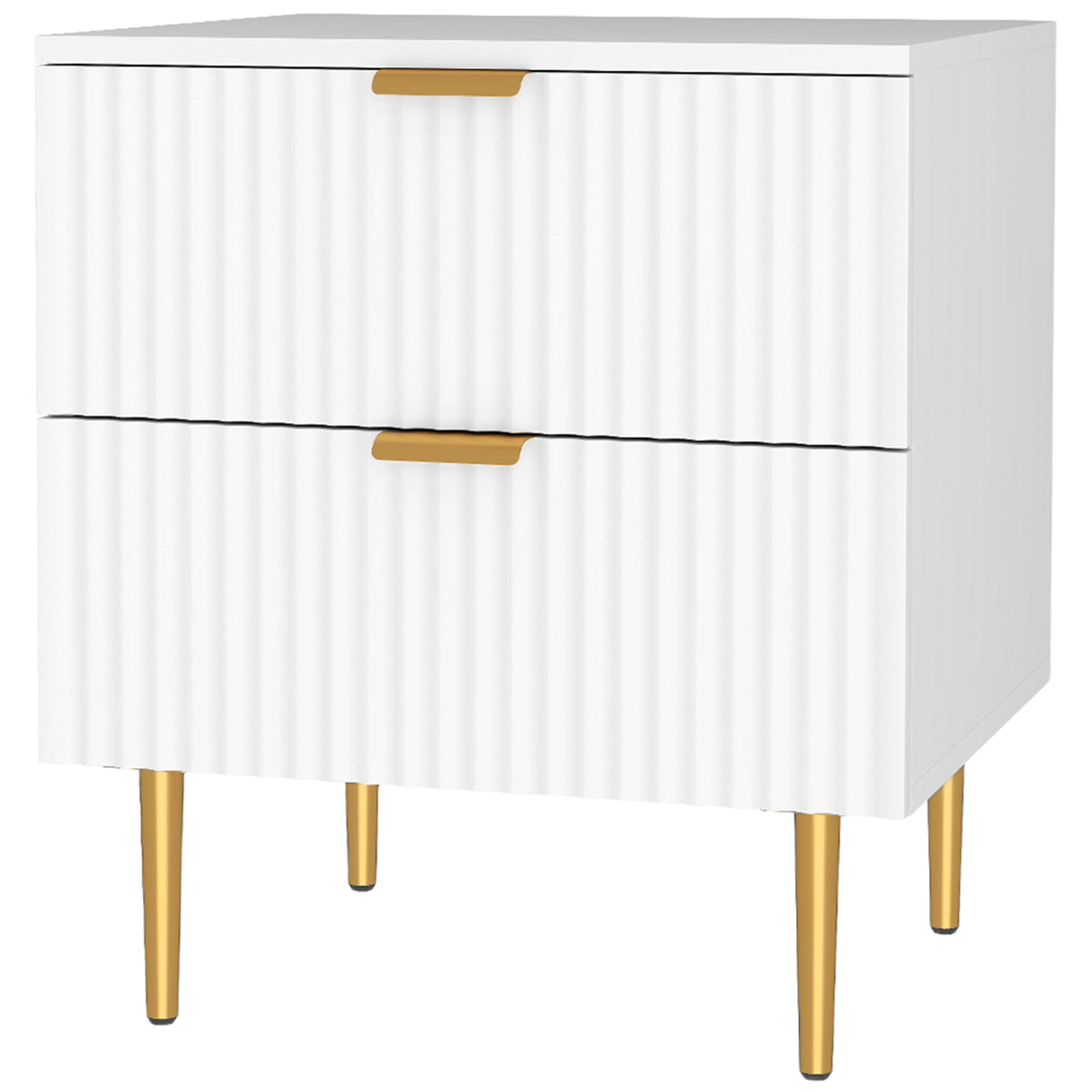 Modern 2-Drawer Nightstand with Metal Legs – 19"W x 22"H