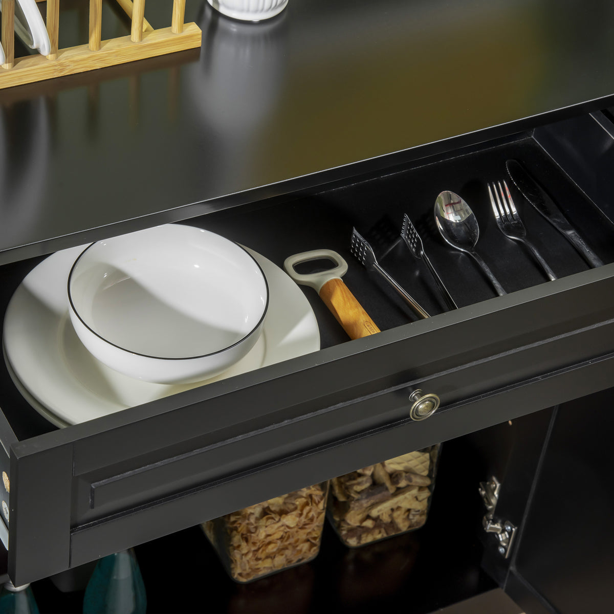 Buffet Cabinet with 2 Drawers and Adjustable Shelves – 45"W x 32"H