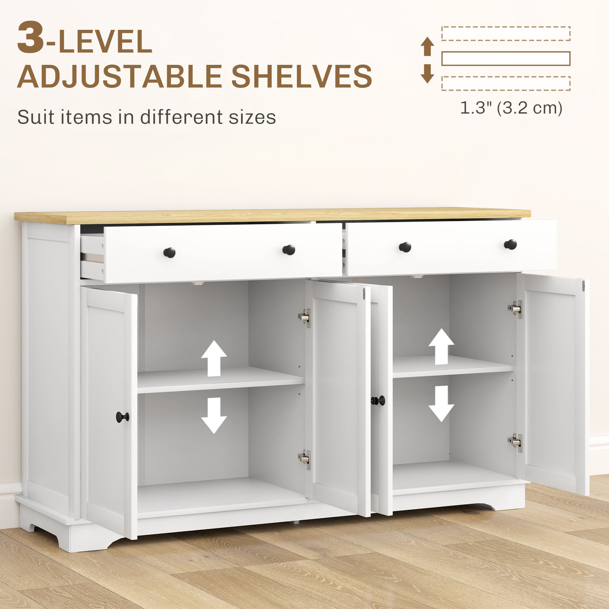 Buffet Cabinet with Storage Drawers – 55"W x 34"H