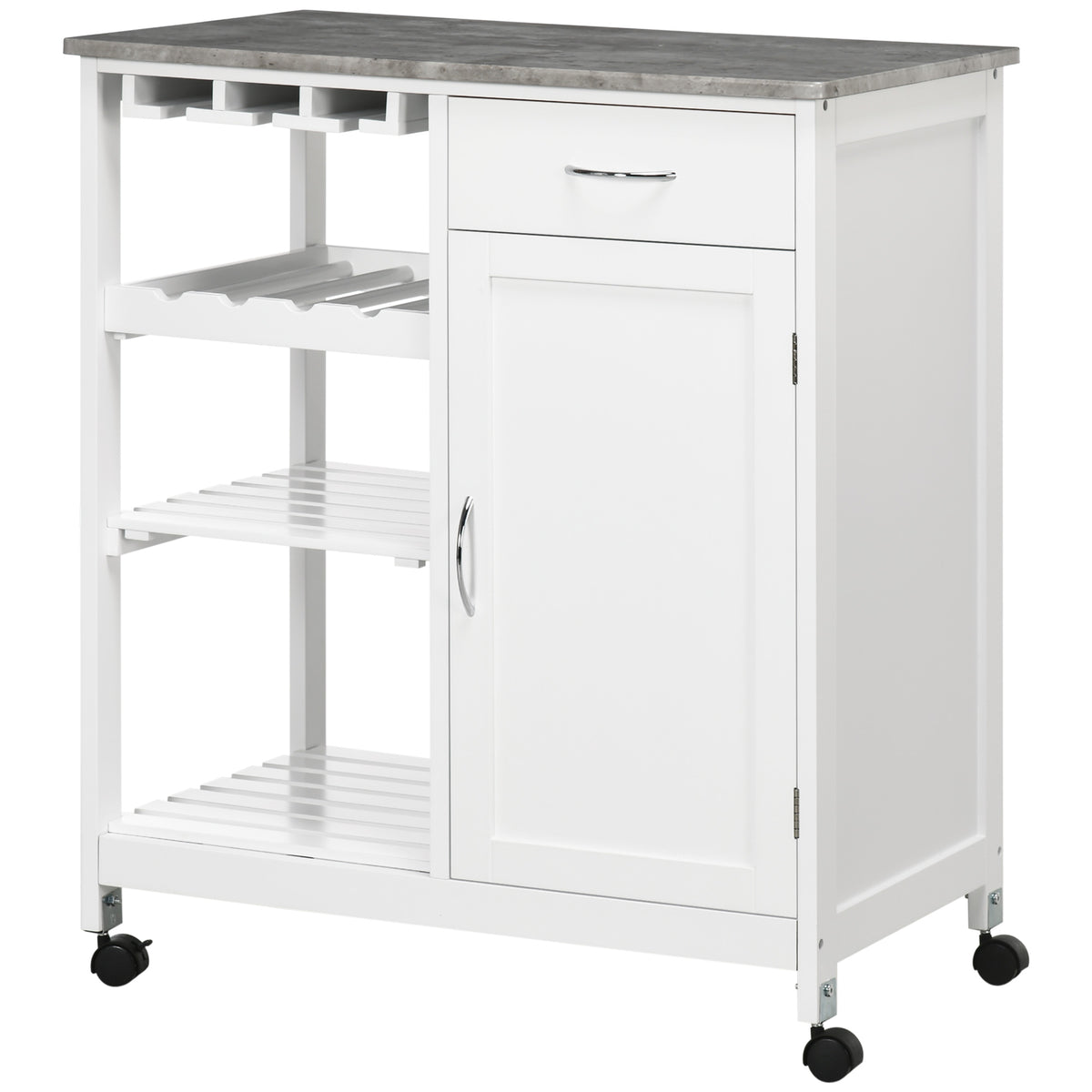 Rolling Kitchen Cart with Wine Rack – 30"W x 35"H