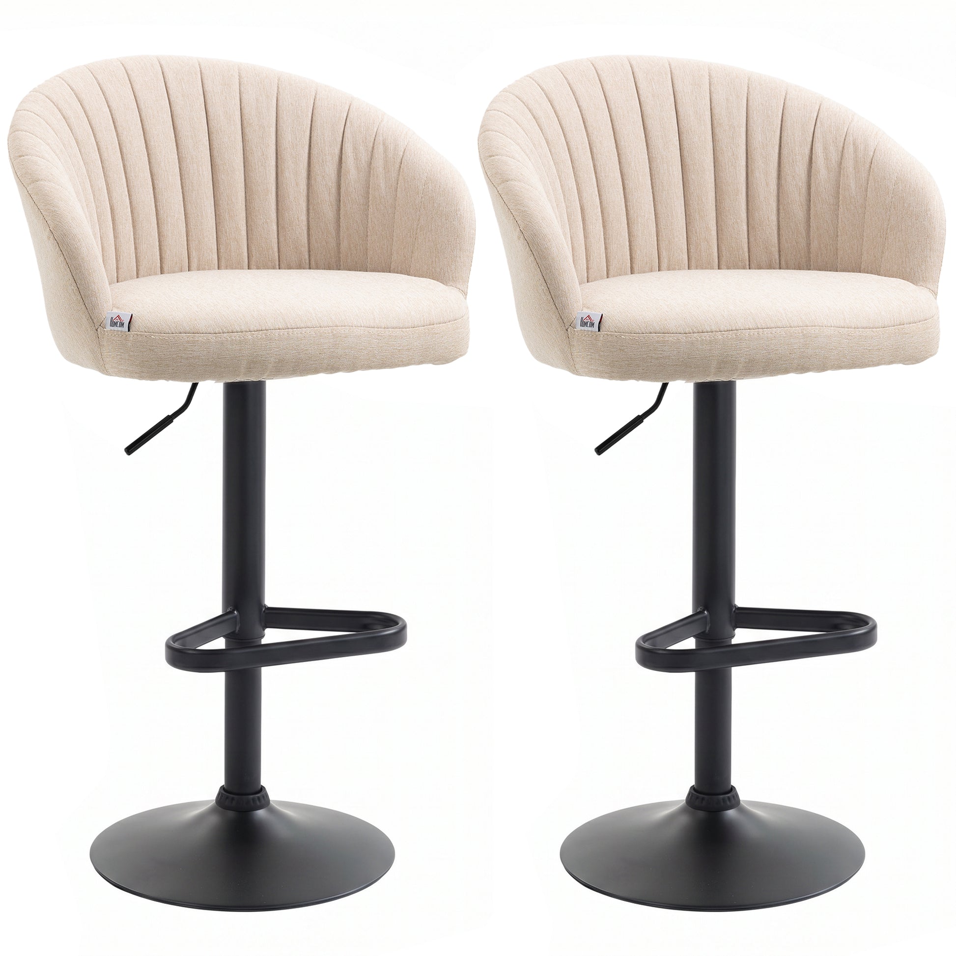 HOMCOM Swivel Adjustable HeightBar Stools Set of 2 Beige