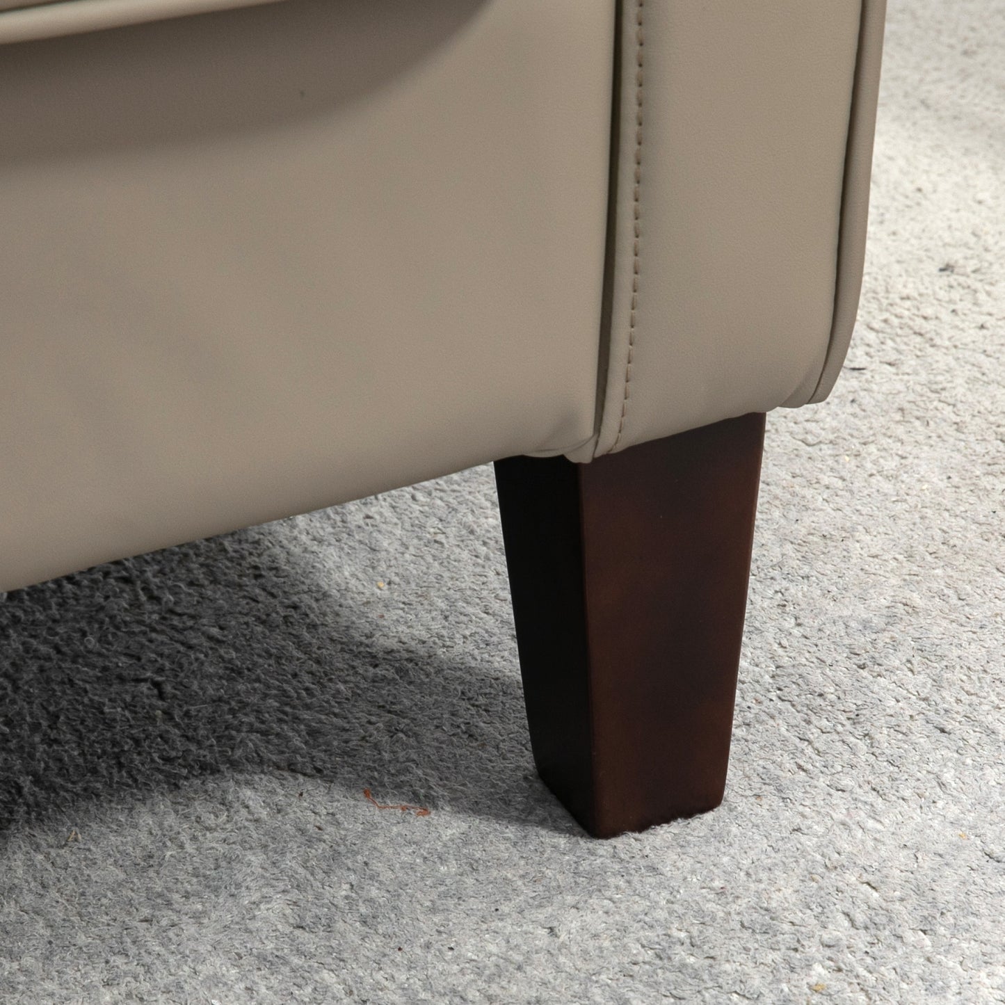 HOMCOM Modern Khaki Faux Leather Accent Chair with Thick Padded Wingback