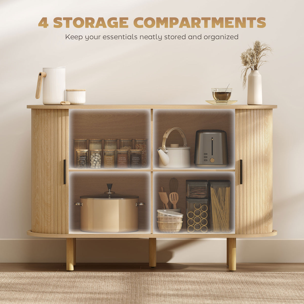 Buffet Cabinet with Tambour Sliding Doors – 47"W x 31"H