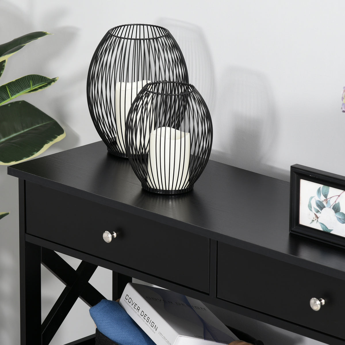 39" Console Table with Drawers, Black