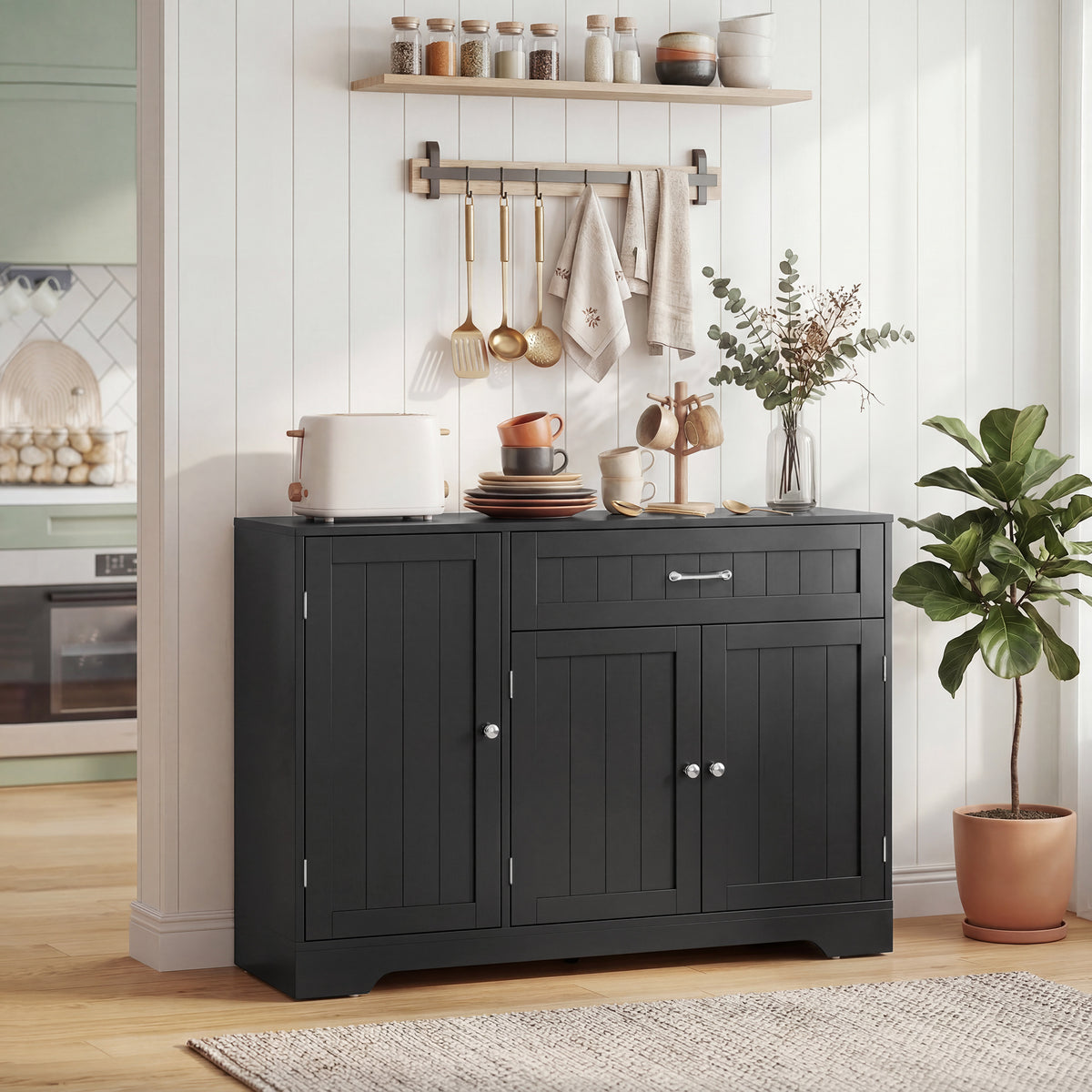 Modern Kitchen Storage Cabinet with Drawer – 43"W x 31"H
