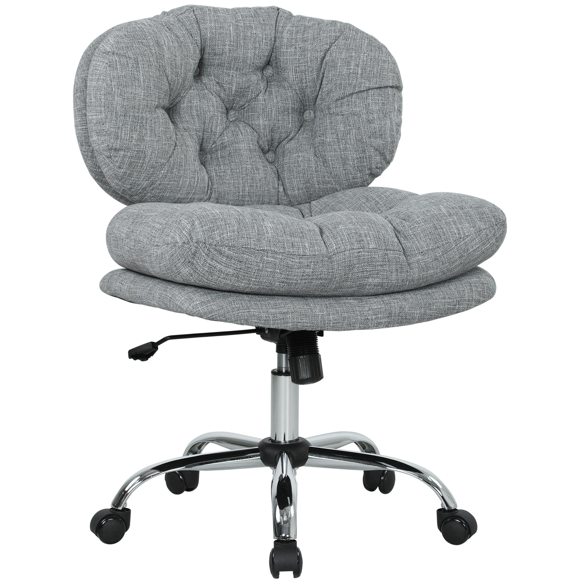 Computer Desk Chair, Armless Office Chair with Wide Padded Seat, Adjustable Height, Tilt Function, Grey