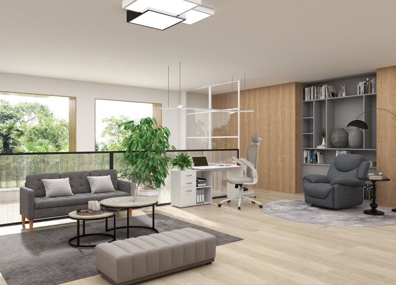 HOMCOM Modern 2-Piece Nesting Coffee Table Set, Round Cement Grey Living Room