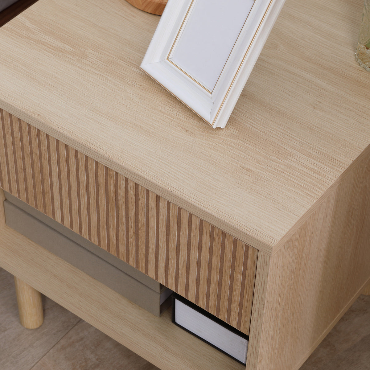 Bedside Table with Drawer and Open Shelf – 19"W x 20"H